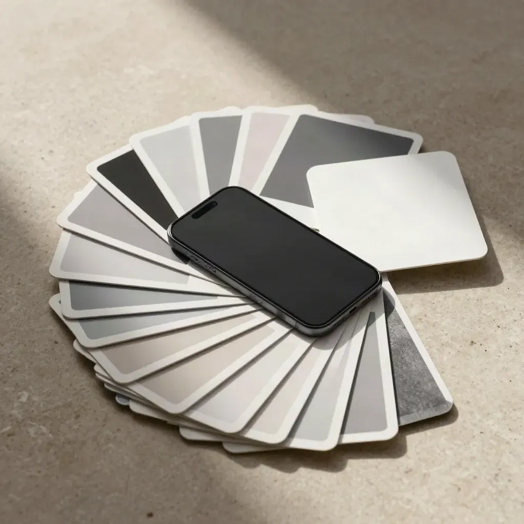 Pack réseaux sociaux avec cartes carrées, téléphone noir et gabarits sur fond clair.
